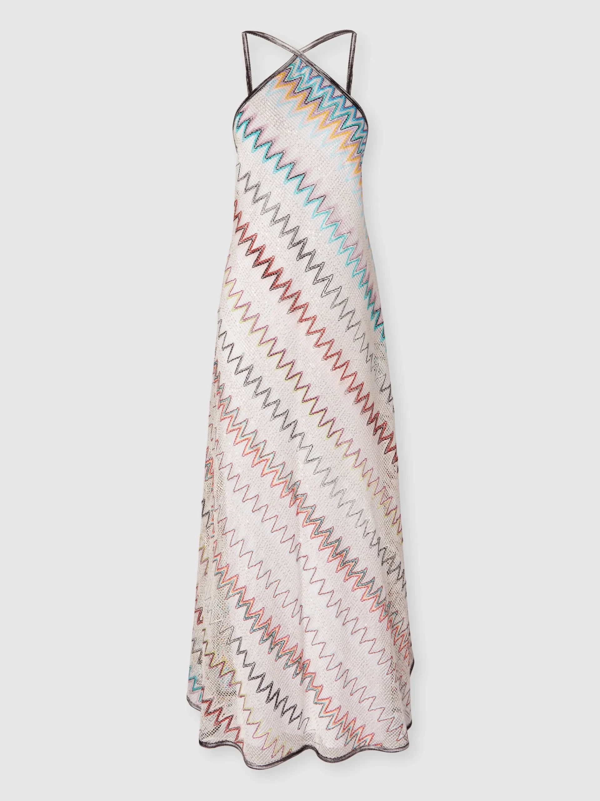 Abito copricostume a rete zig zag con paillettes