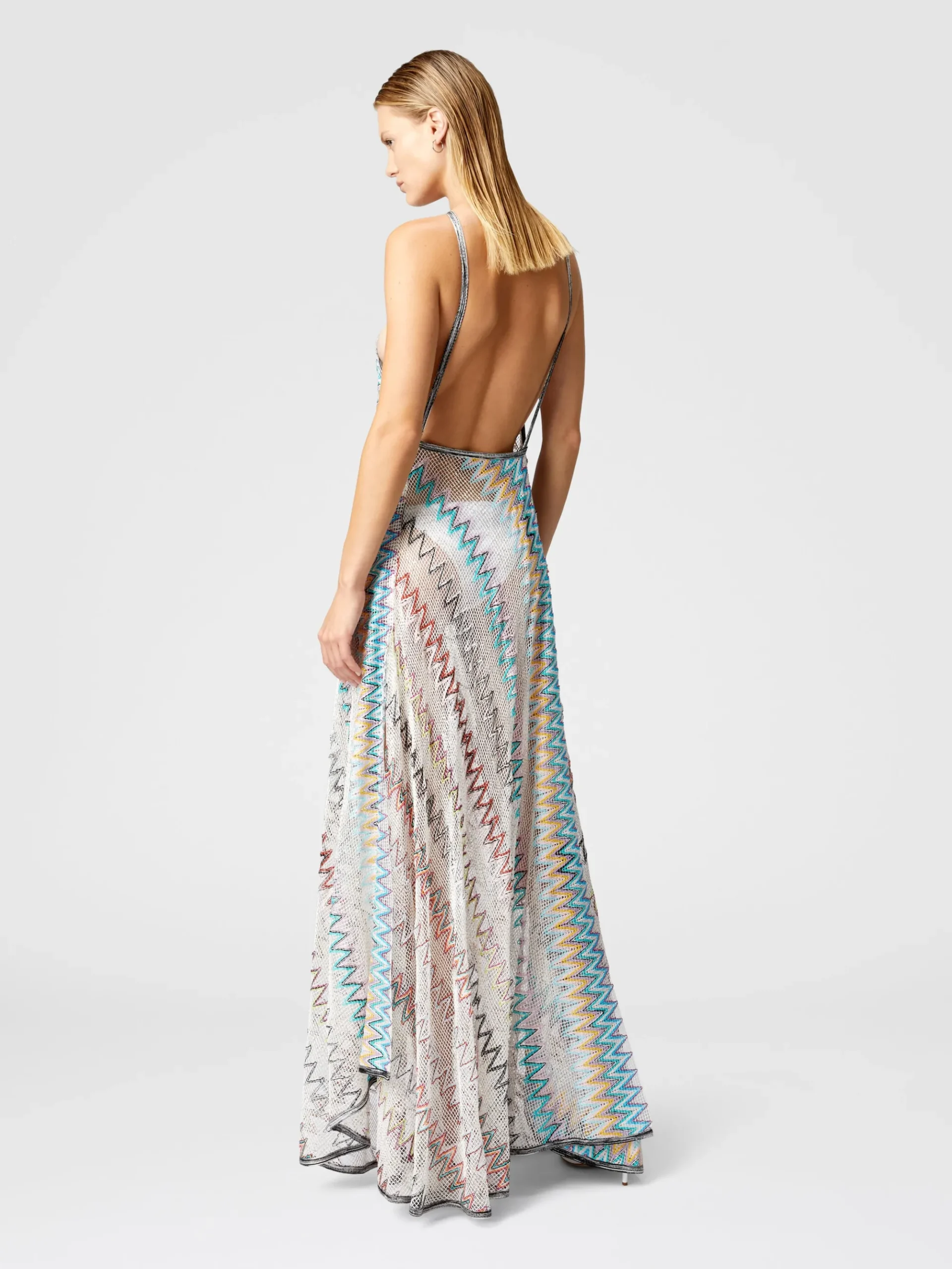 Abito copricostume a rete zig zag con paillettes