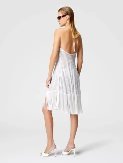 Abito copricostume in viscosa zig zag lamé con frange