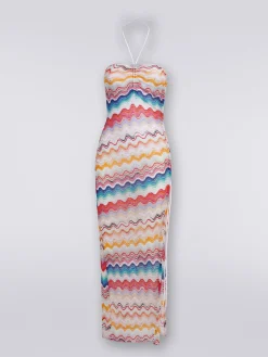 Abito copricostume lungo in crochet motivo onda