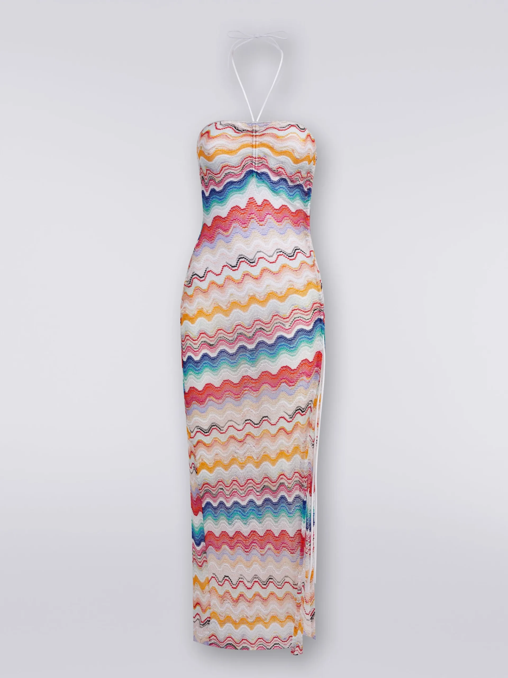 Abito copricostume lungo in crochet motivo onda