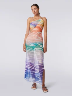 Abito copricostume lungo monospalla stampa tie-dye