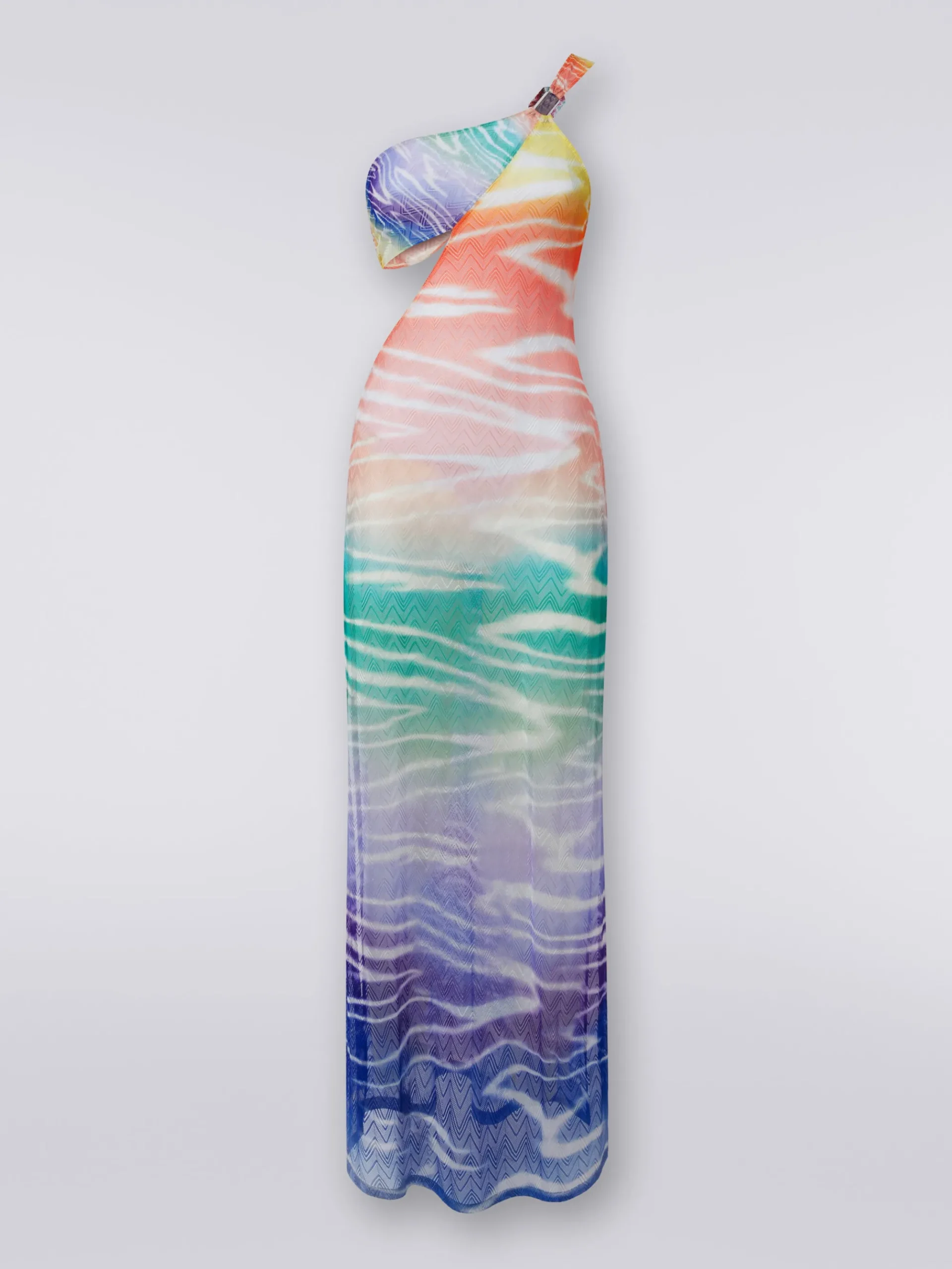 Abito copricostume lungo monospalla stampa tie-dye