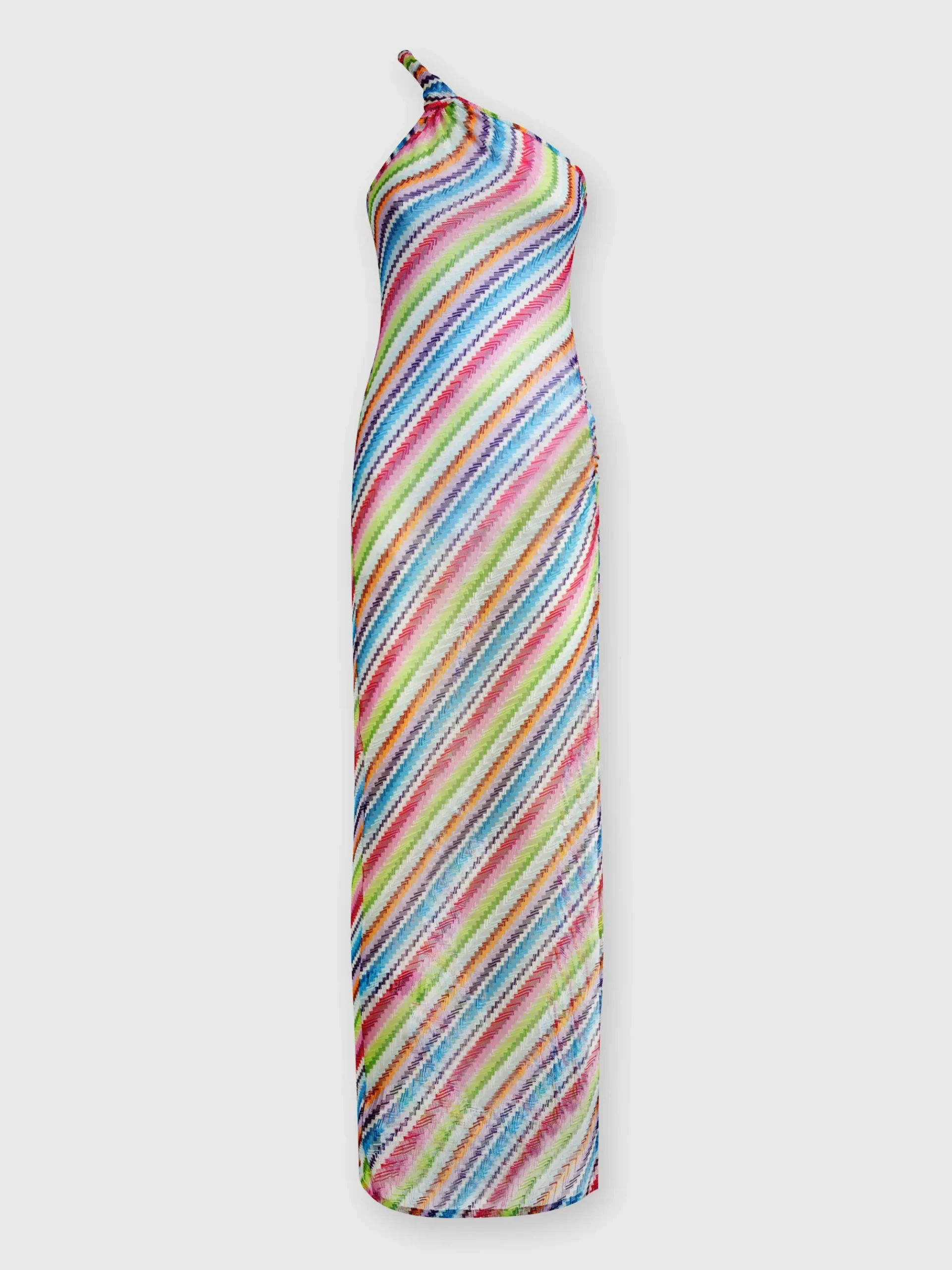 Abito copricostume stampa zig zag con scollatura a nodo