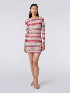 Abito crochet zig zag con lurex