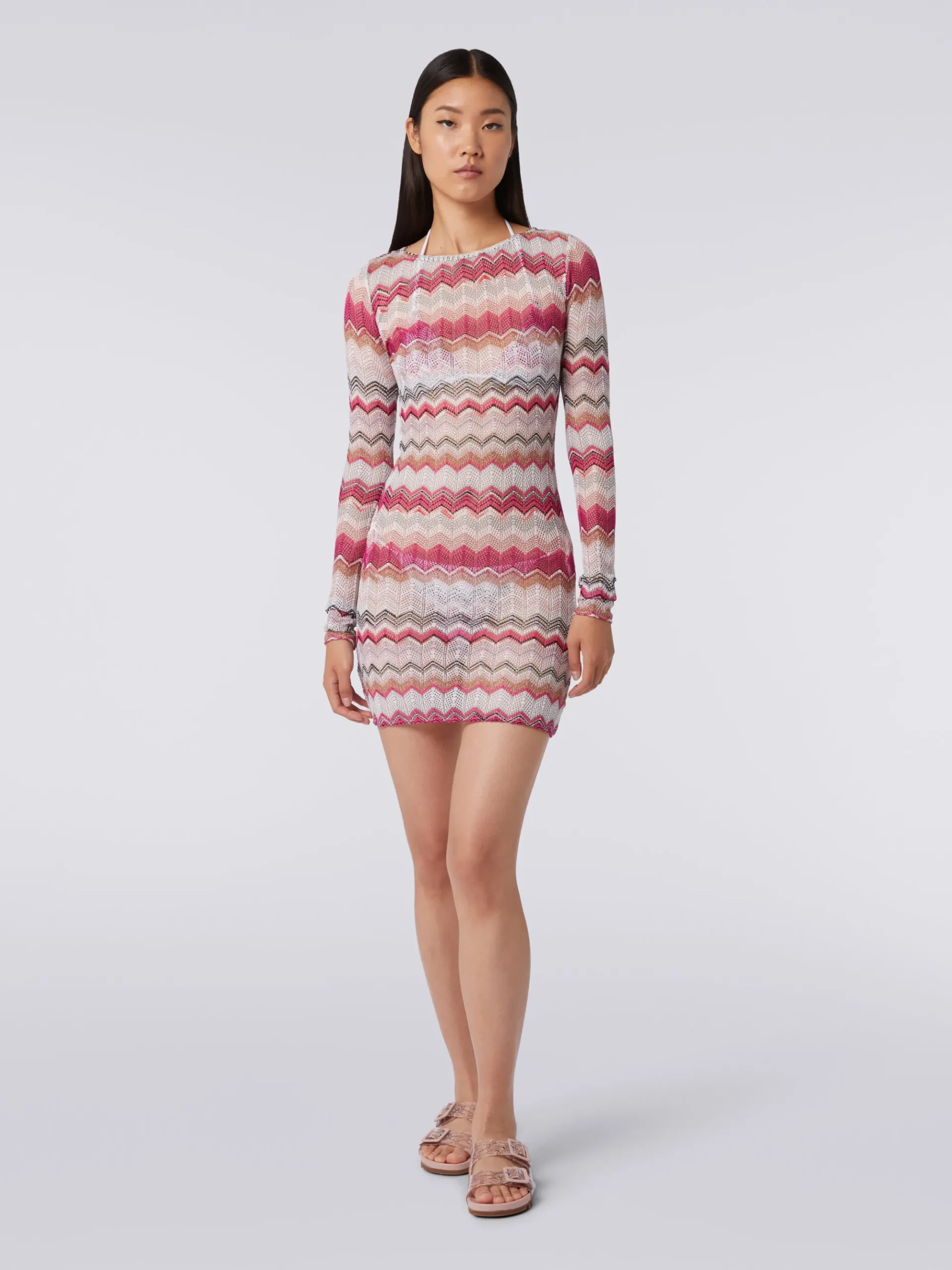 Abito crochet zig zag con lurex