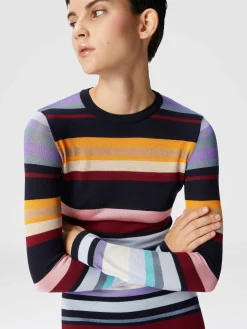 Abito lungo in maglia rasata a righe