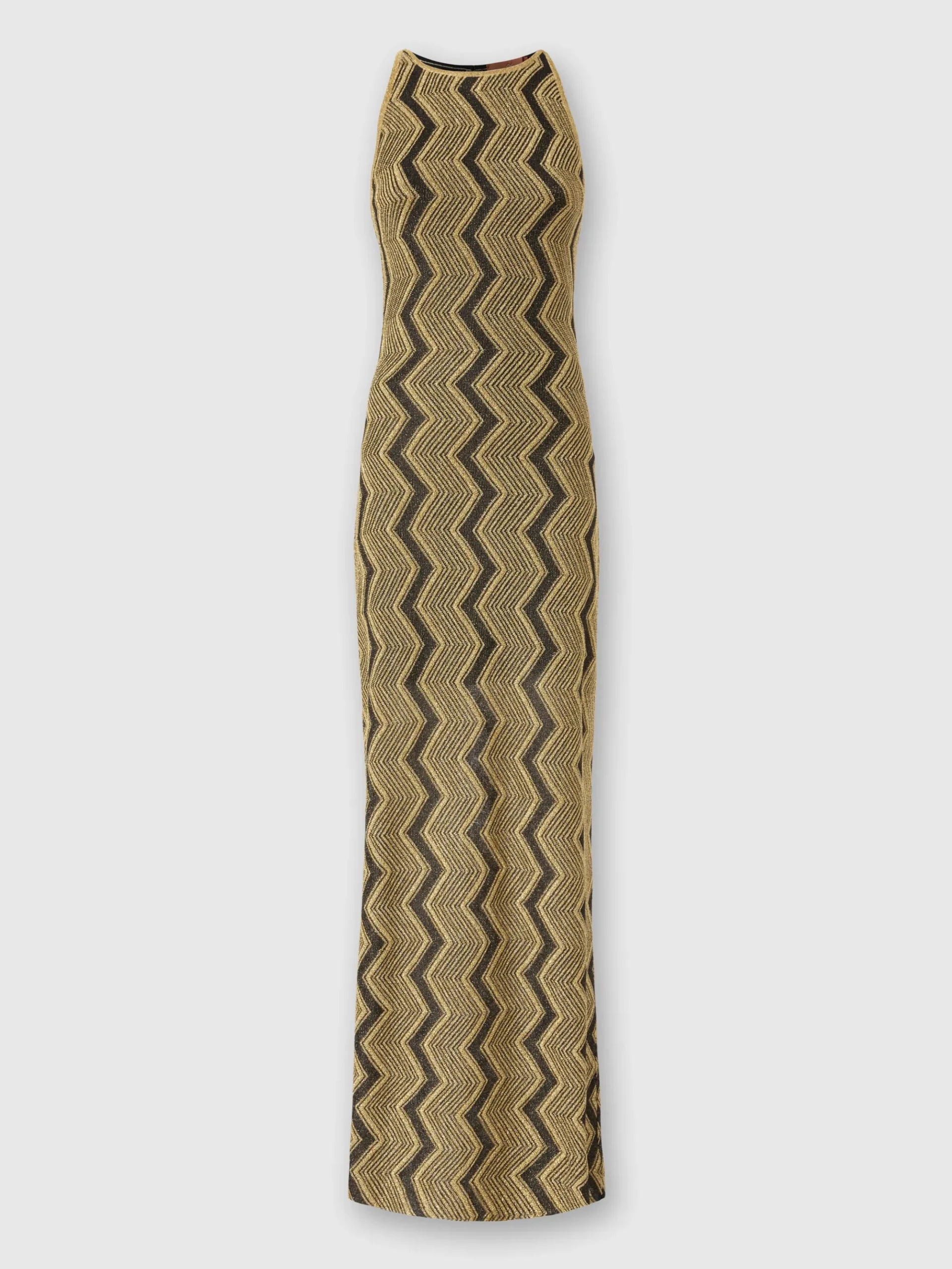 Abito lungo senza maniche con motivo zig zag lamé