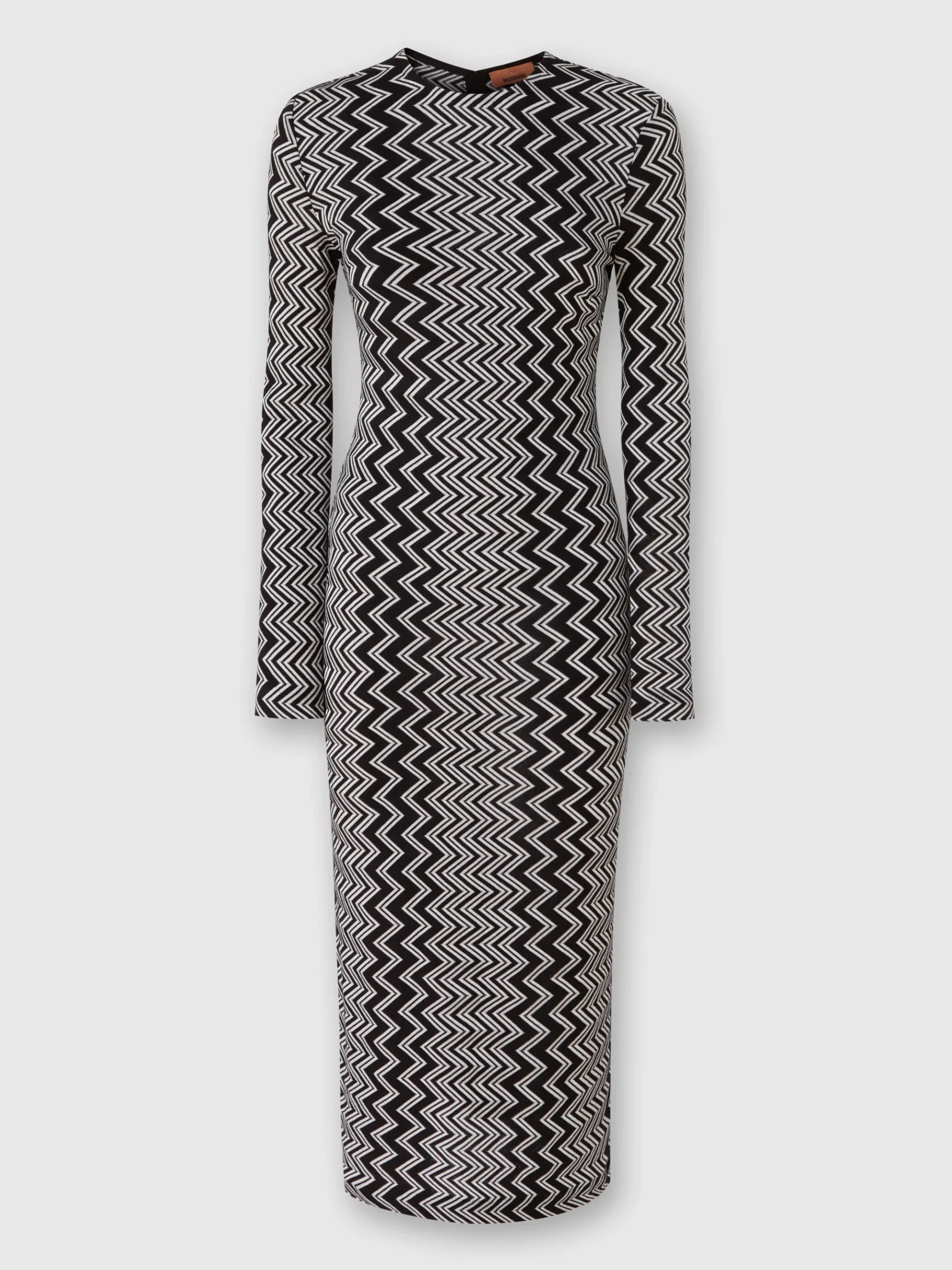 Abito midi in lana e viscosa zig zag