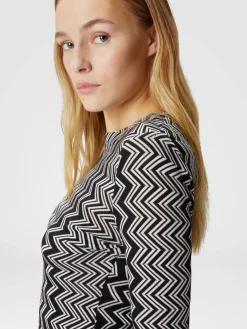 Abito midi in lana e viscosa zig zag
