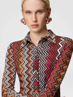Abito taglio polo in viscosa e lana zig zag