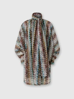 Abito zig zag lamé con collo foulard