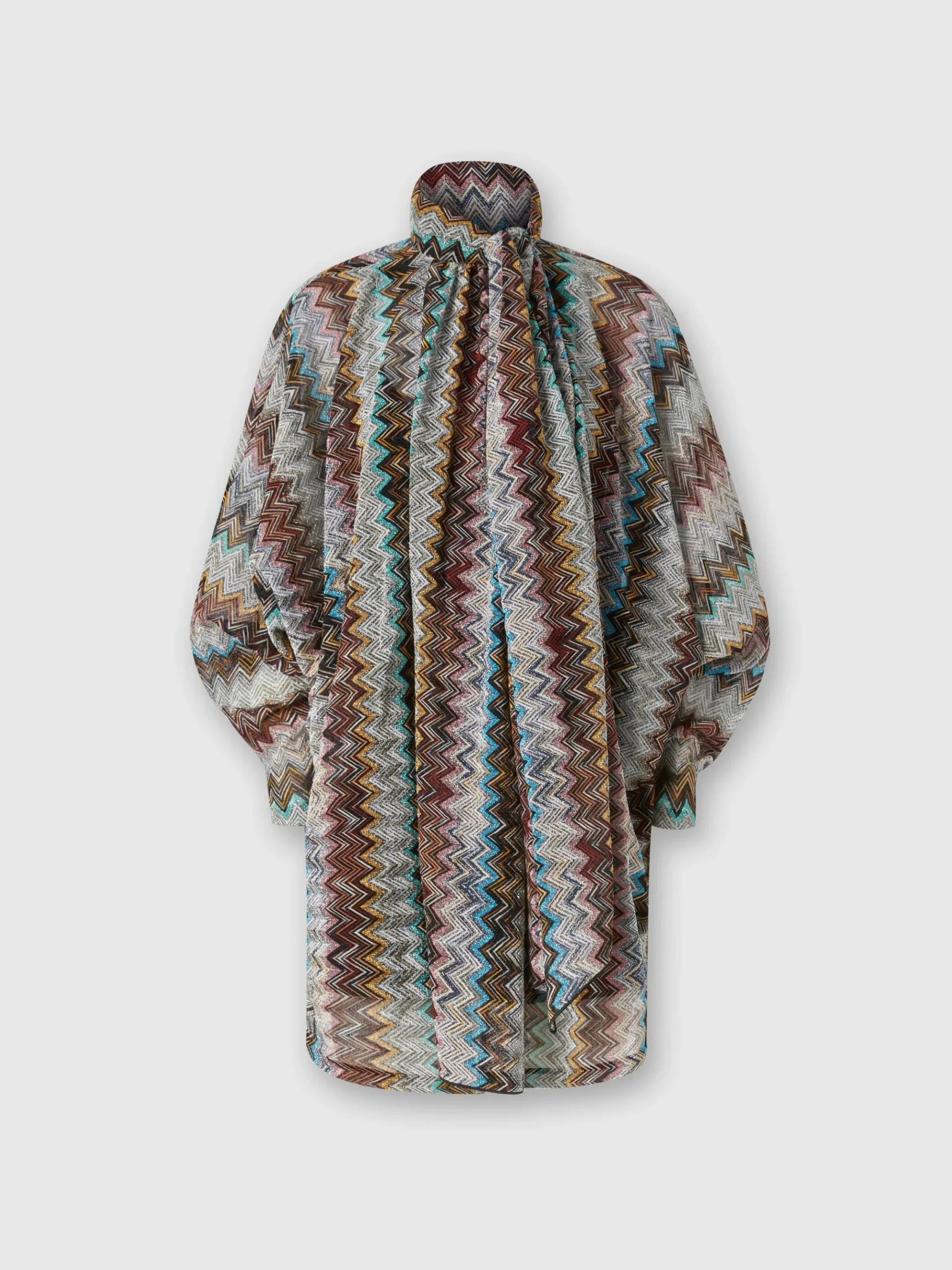 Abito zig zag lamé con collo foulard