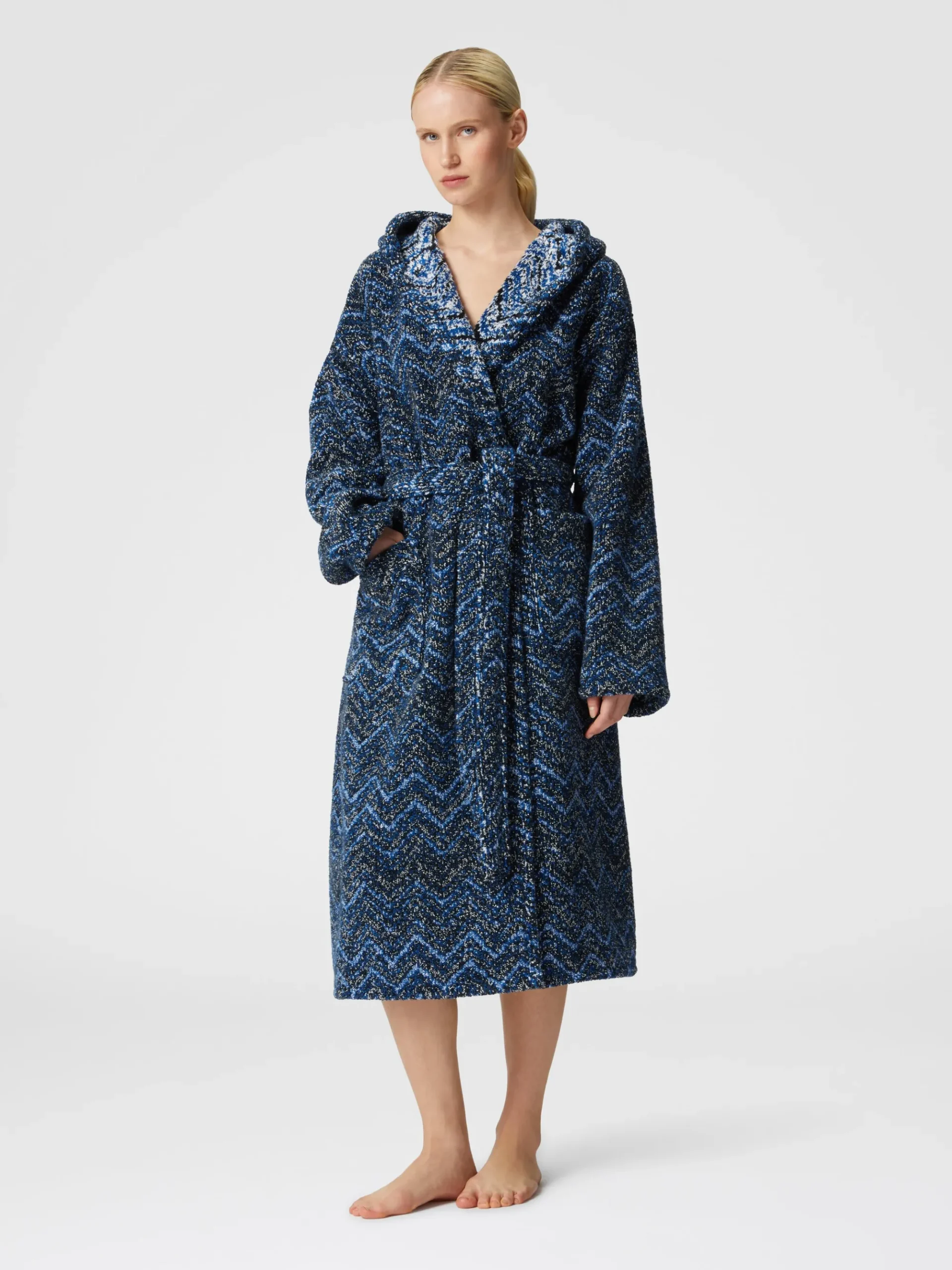 Accappatoio Azul in spugna di cotone chevron