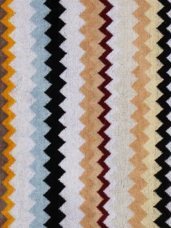 Accappatoio lungo con cappuccio Curt in spugna di cotone chevron