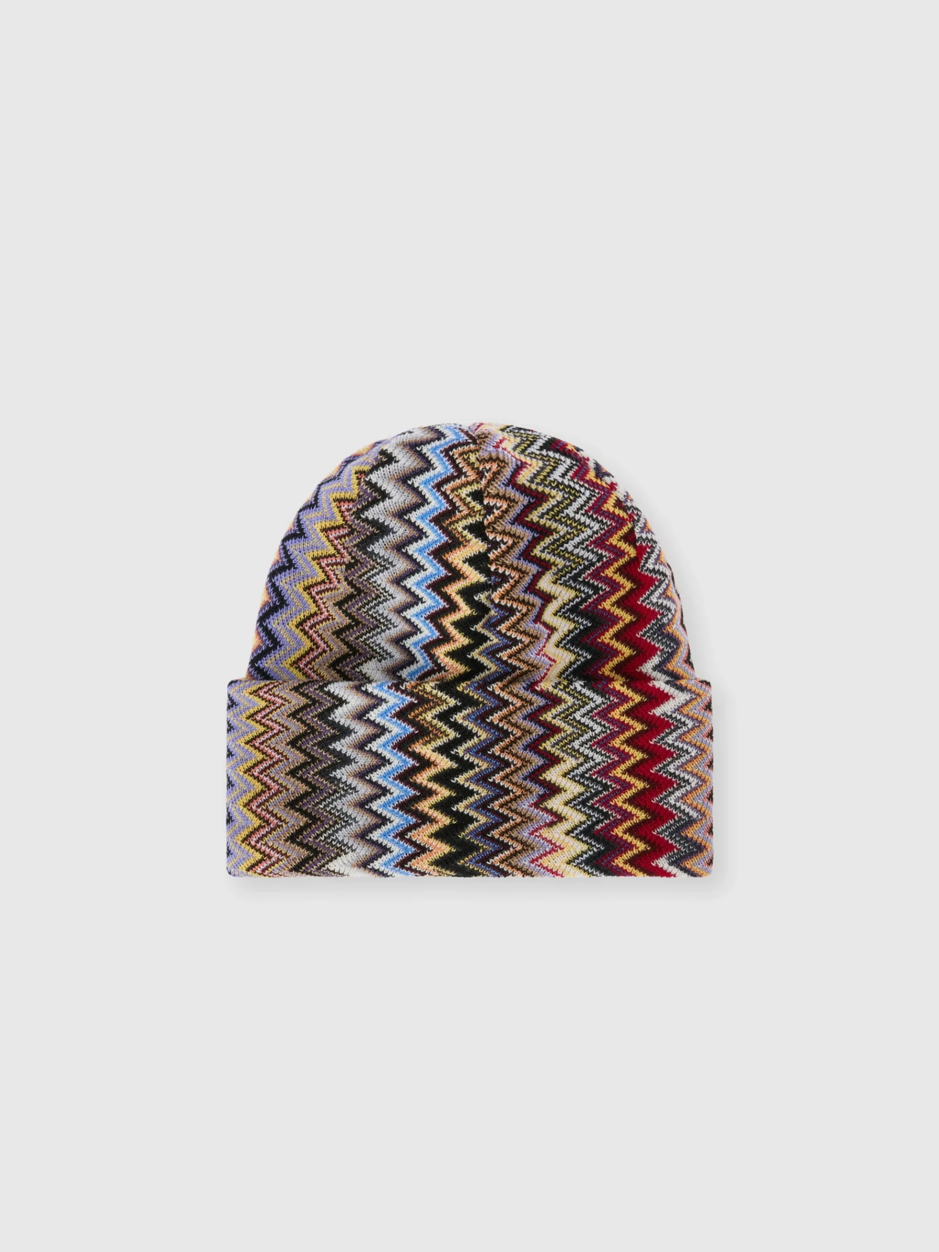 Beanie in lana con zig zag verticali