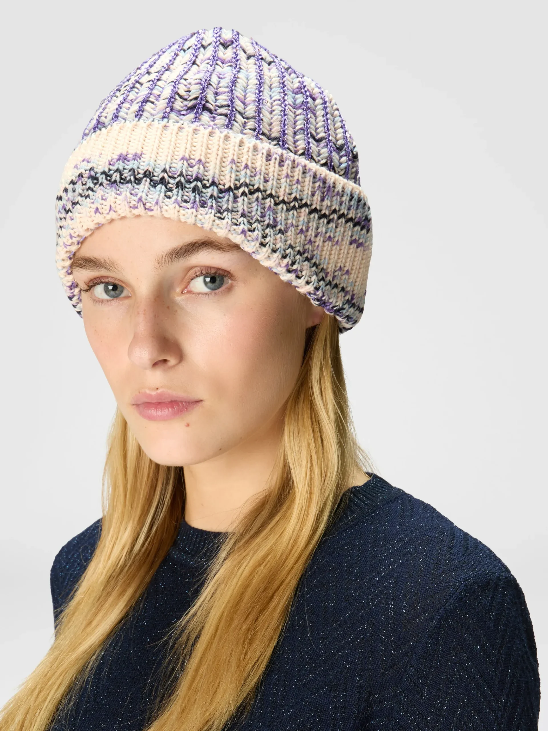 Beanie in misto lana fiammata