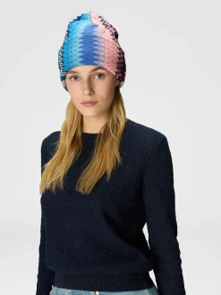 Beanie in misto lana zig zag