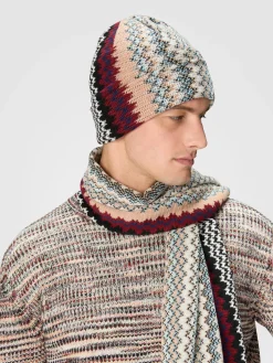 Beanie in misto lana zig zag