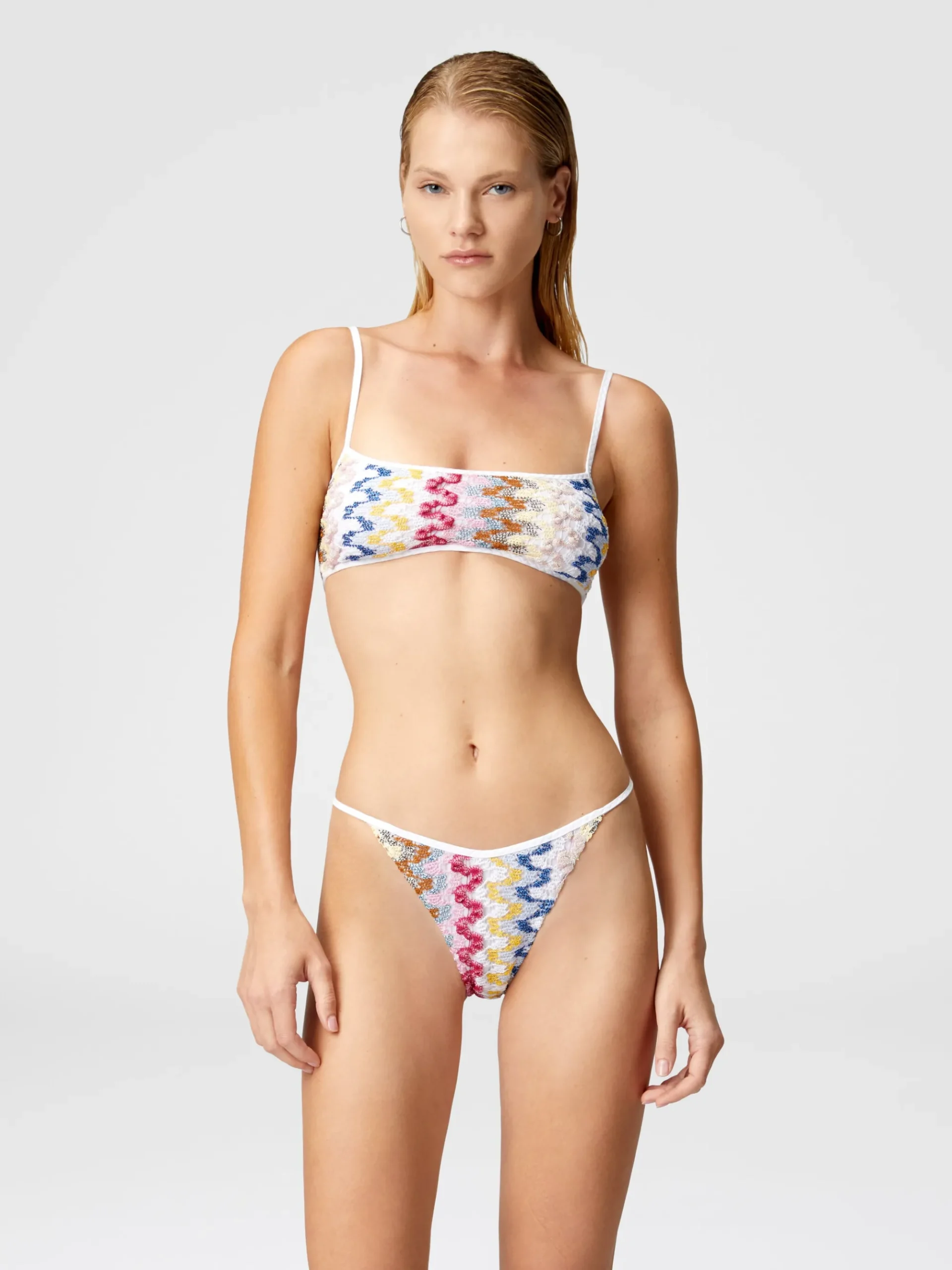 Bikini a fascia in pizzo di viscosa lamé