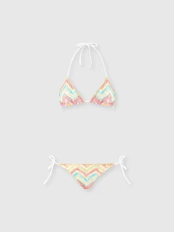 Bikini a triangolo in tulle stampato