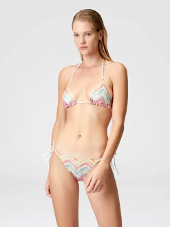 Bikini a triangolo in tulle stampato
