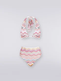 Bikini in crochet con lurex e slip a vita alta