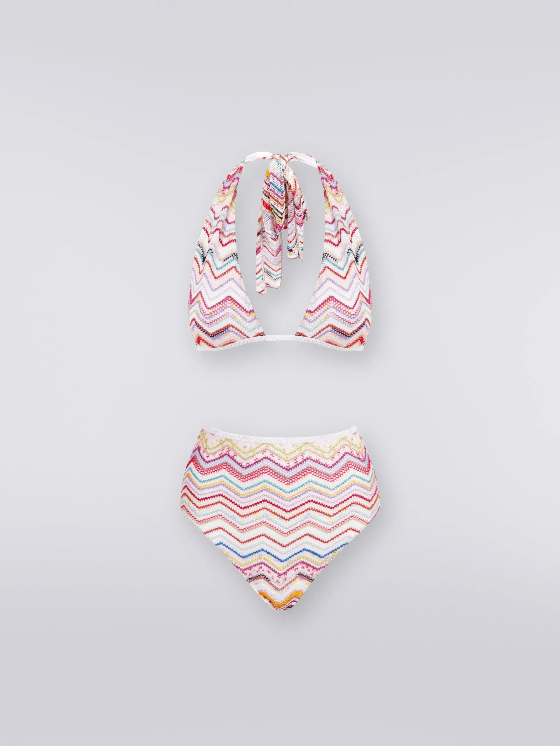 Bikini in crochet con lurex e slip a vita alta