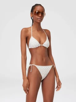 Bikini in misto viscosa con zig zag tono su tono e lurex