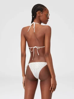 Bikini in misto viscosa con zig zag tono su tono e lurex