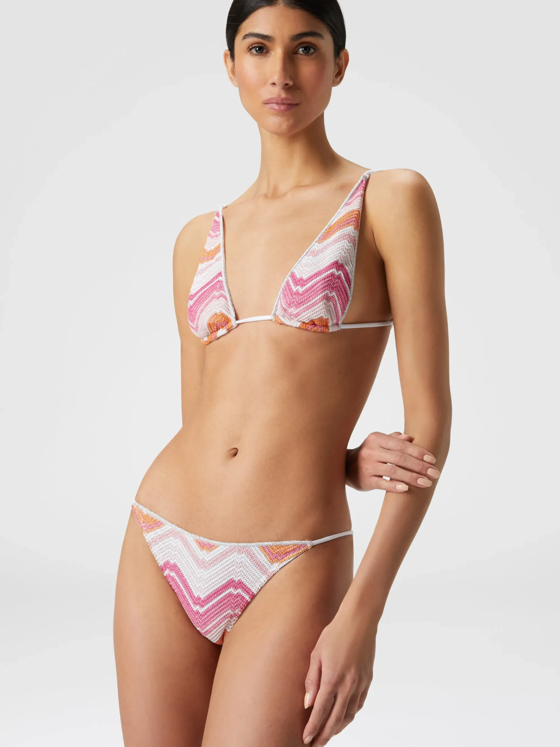 Bikini in misto viscosa chevron con lurex