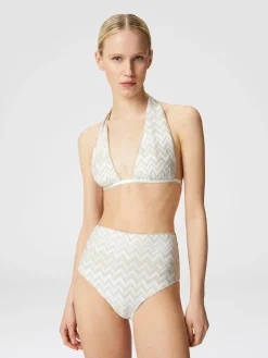 Bikini in misto viscosa chevron tono su tono con lurex