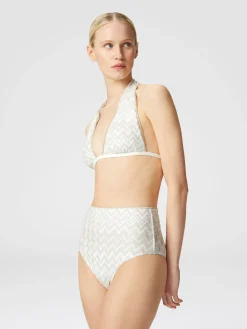 Bikini in misto viscosa chevron tono su tono con lurex