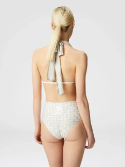Bikini in misto viscosa chevron tono su tono con lurex