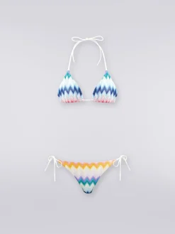 Bikini in misto viscosa sfumata zig zag con lurex