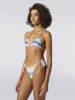 Bikini in misto viscosa sfumata zig zag con lurex