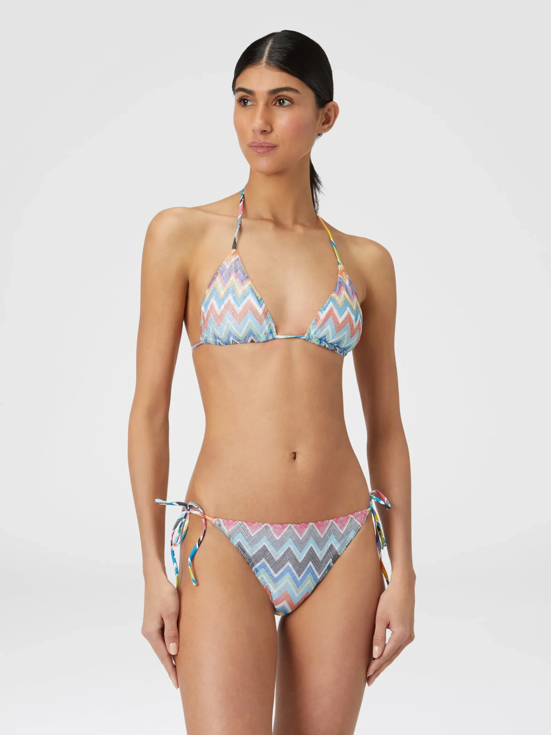 Bikini in misto viscosa zig zag con lurex
