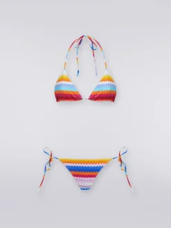 Bikini in nylon stretch stampa zig zag