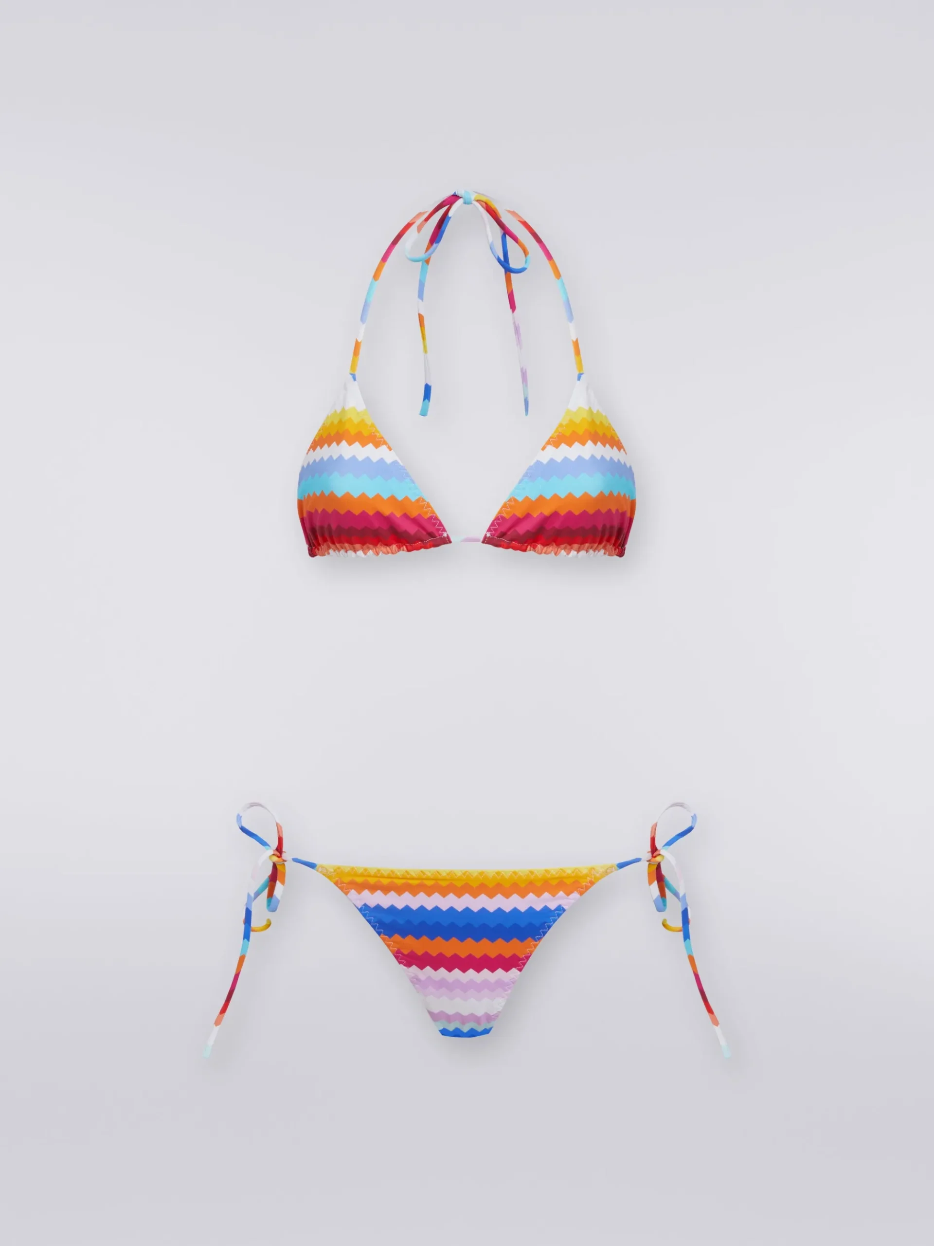 Bikini in nylon stretch stampa zig zag
