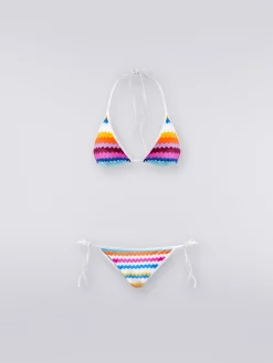 Bikini in nylon stretch stampa zig zag
