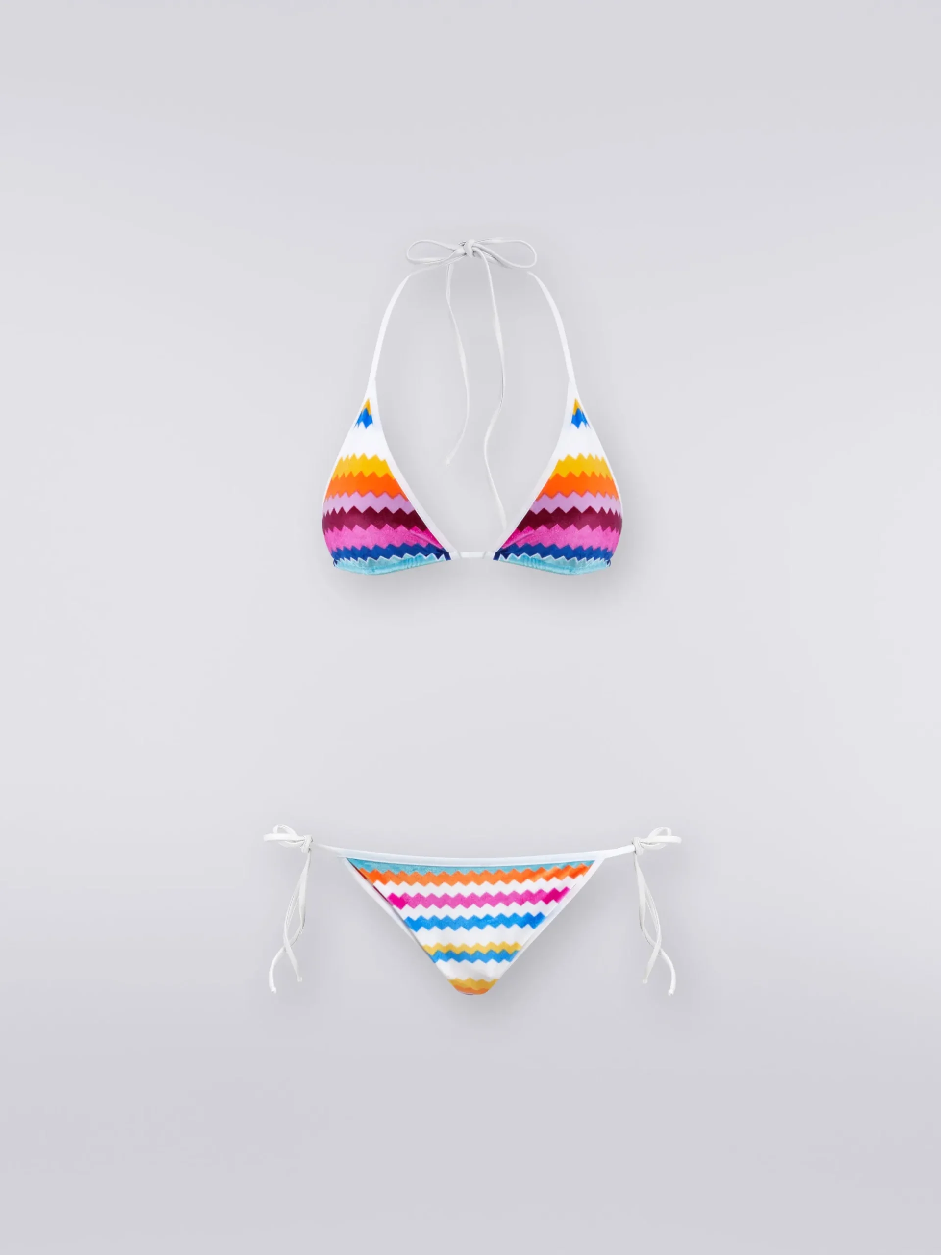 Bikini in nylon stretch stampa zig zag
