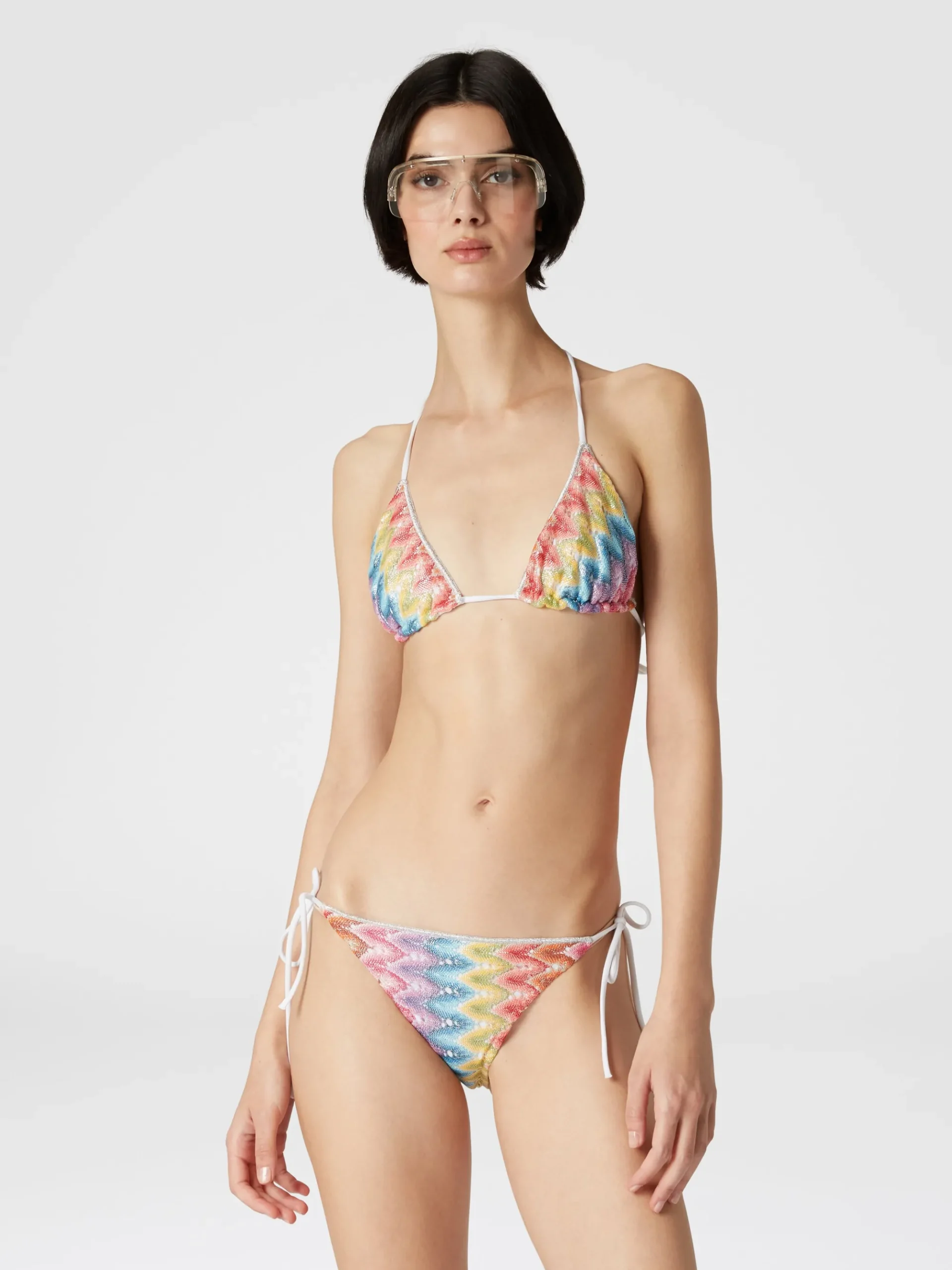 Bikini in pizzo di misto cotone spalmato