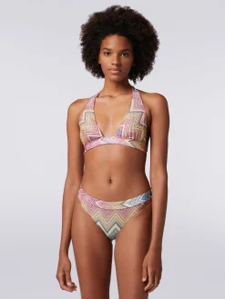 Bikini in tessuto stampa zig zag