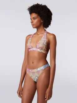 Bikini in tessuto stampa zig zag