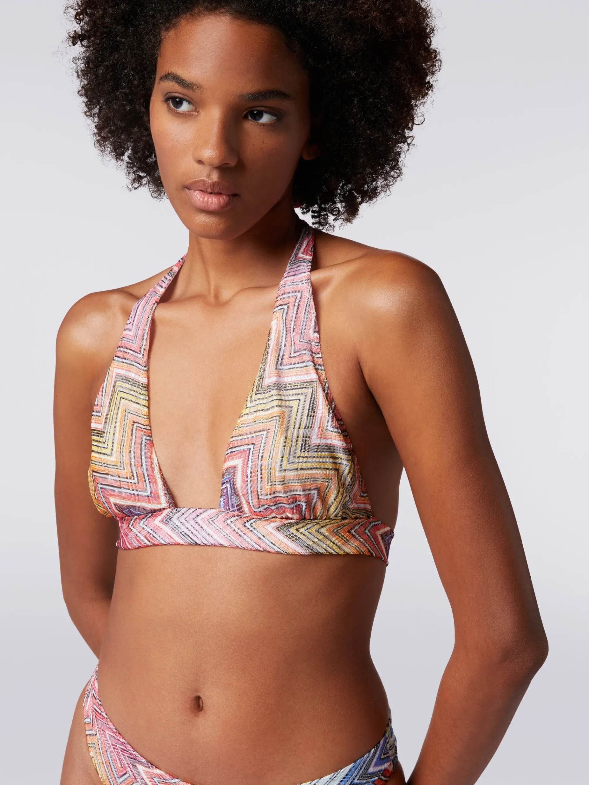 Bikini in tessuto stampa zig zag