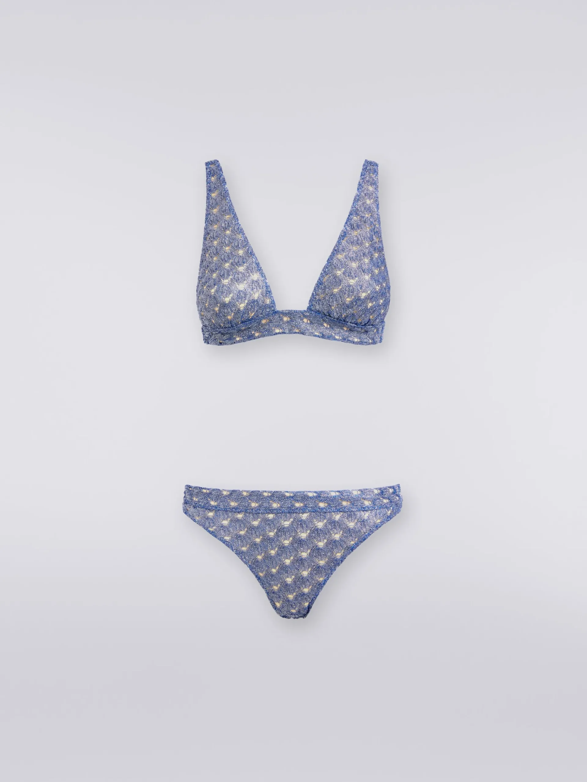 Bikini in viscosa effetto pizzo con finish lucido