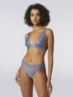 Bikini in viscosa effetto pizzo con finish lucido