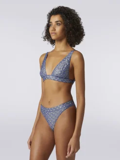 Bikini in viscosa effetto pizzo con finish lucido