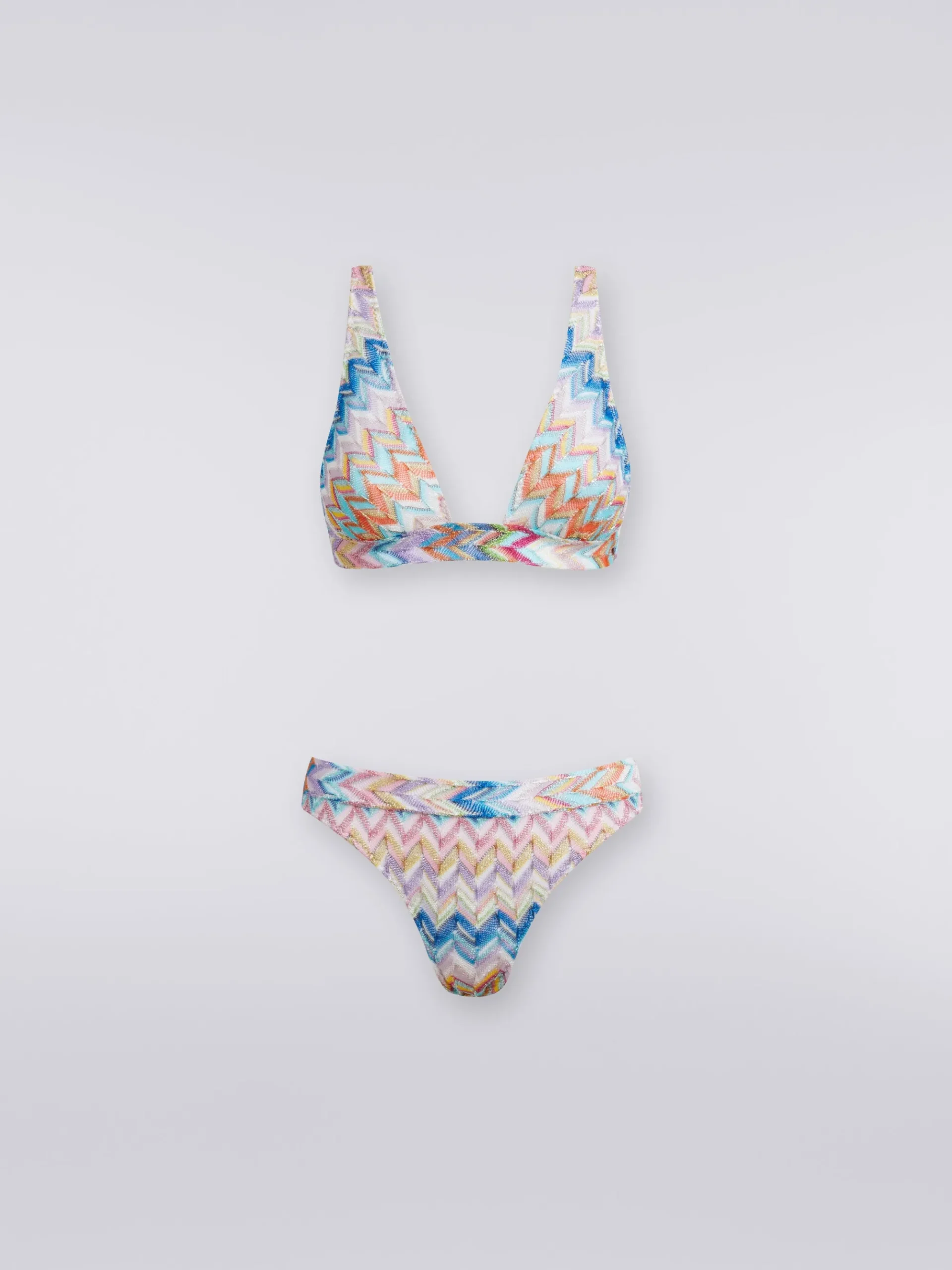 Bikini in viscosa zig zag con lurex