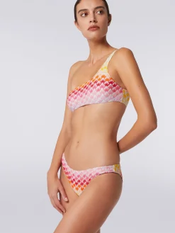 Bikini monospalla effetto pizzo dégradé con lurex